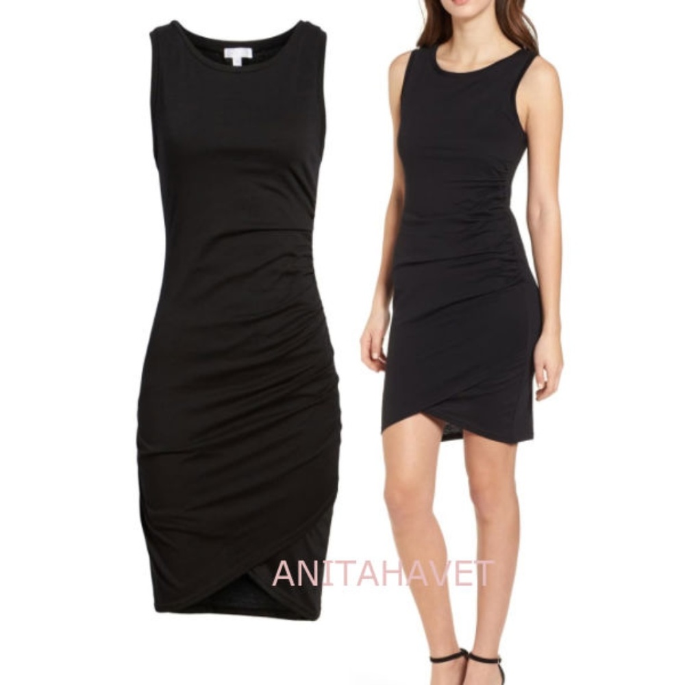 Leith Ruched Body-Con Tank Dress Black XS